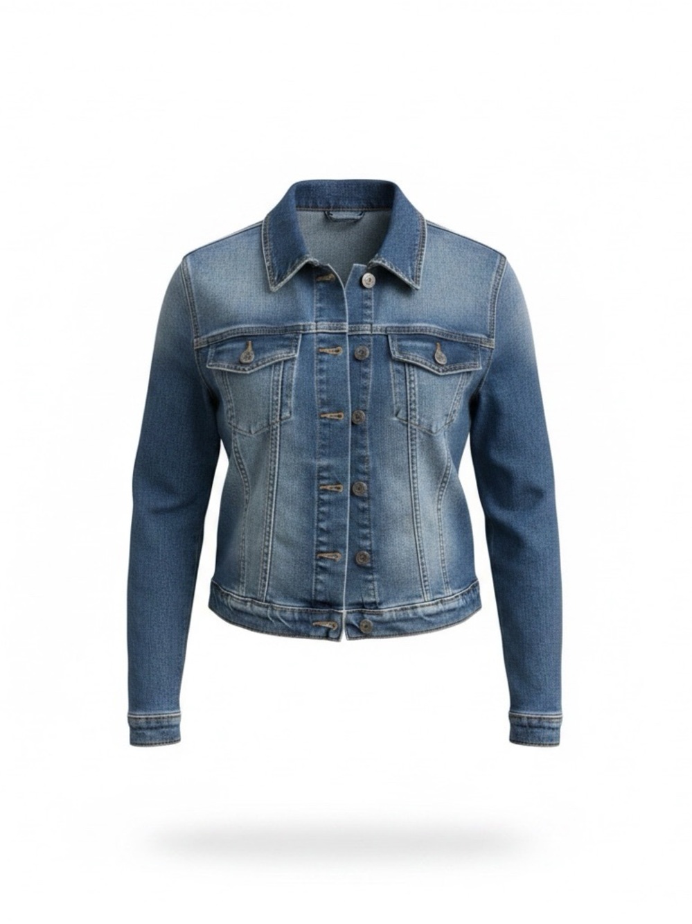 Sequin Angel Wing Embellished Denim Jacket Women’s M Distressed Trucker - Picture 2 of 7